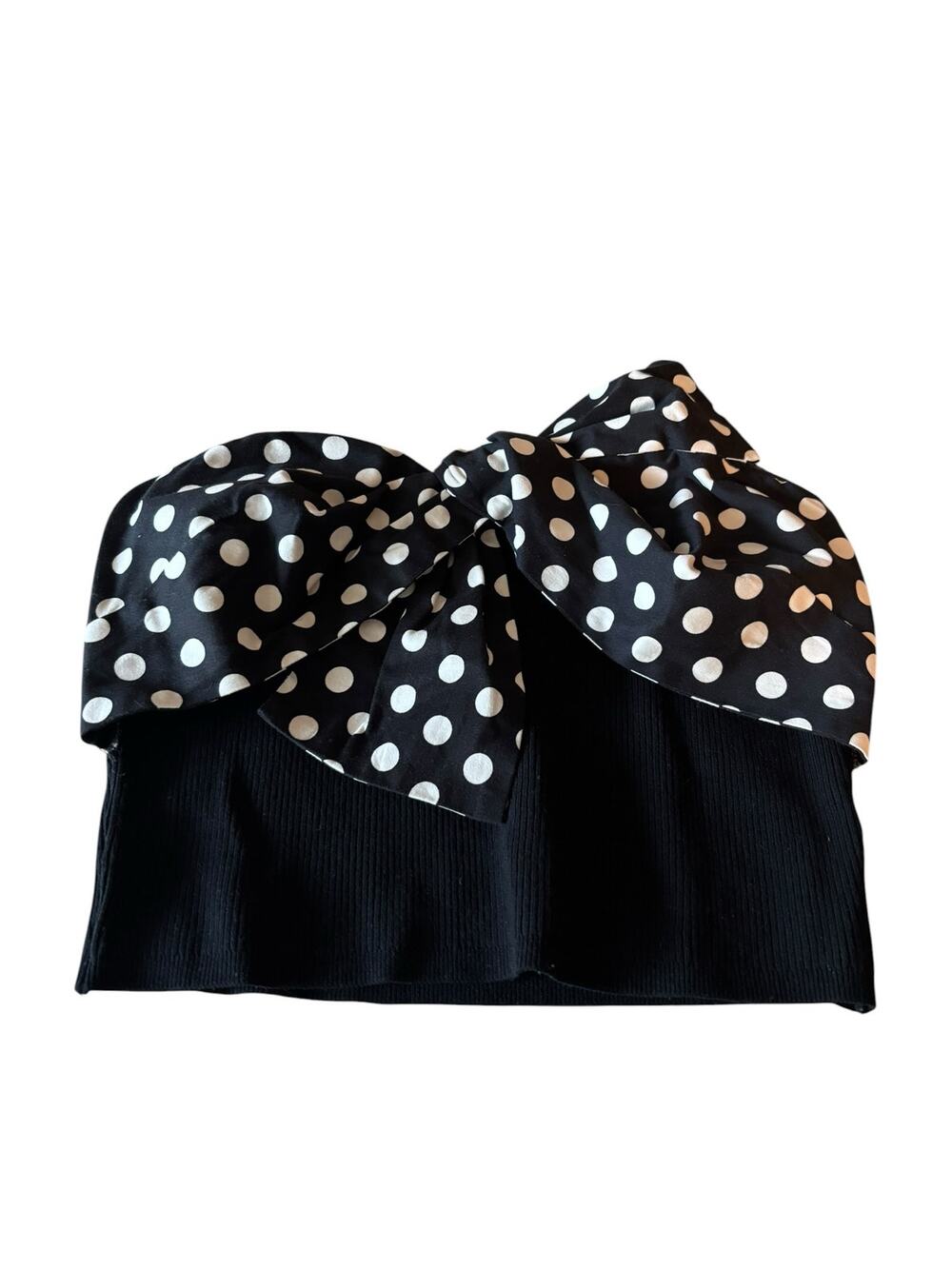 Dolan Black & White Polka Dot Bow Crop Top Size S